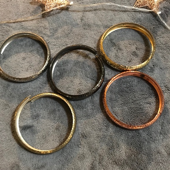 Multicolored 5-ring bangles bracelet Rose Gold - Picture 5 of 7